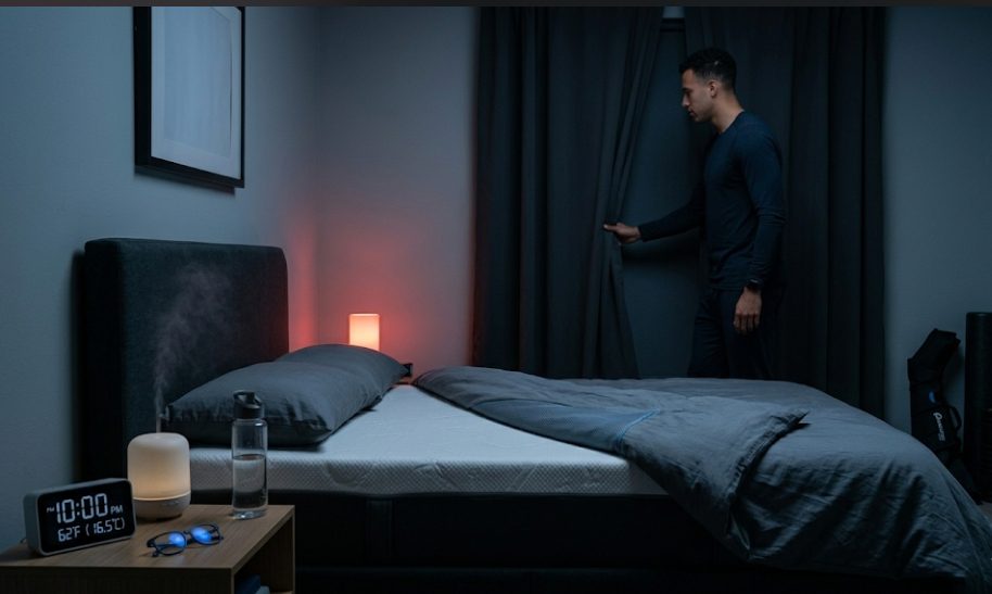 The HGH Window: Why Deep Sleep Is Your Most Powerful Anabolic Tool athlete creating perfect sleep environment for anabolic recovery optirestfuel